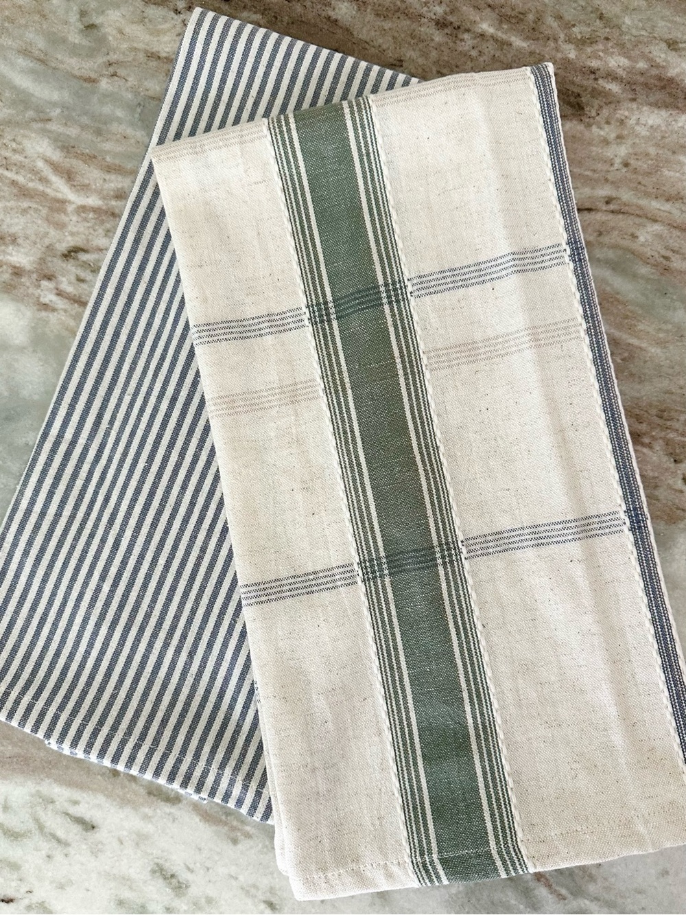 Hearth & Hand Magnolia Set of 2 Cotton Linen Blend Kitchen Towels- Plaid Stripes